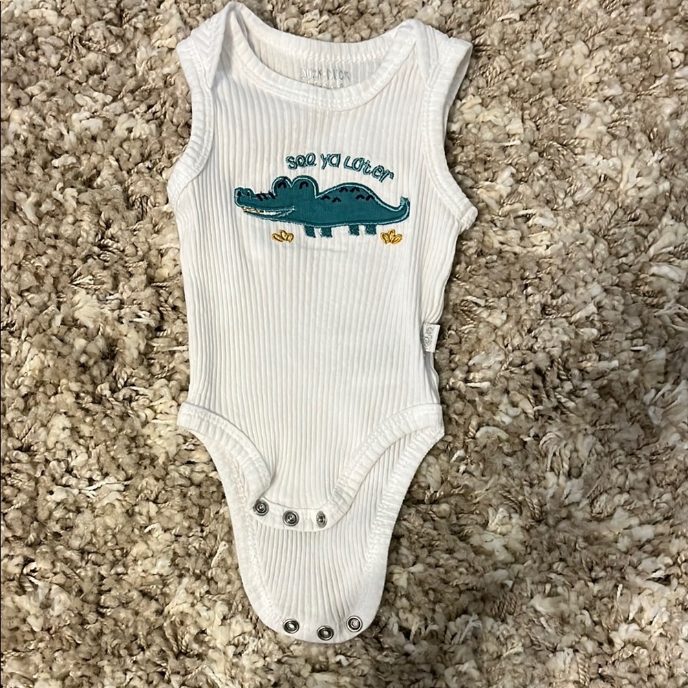 White Alligator Print Kids One Piece